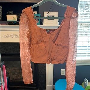 Wild Fable Terracotta Lace Sleeve Blouse